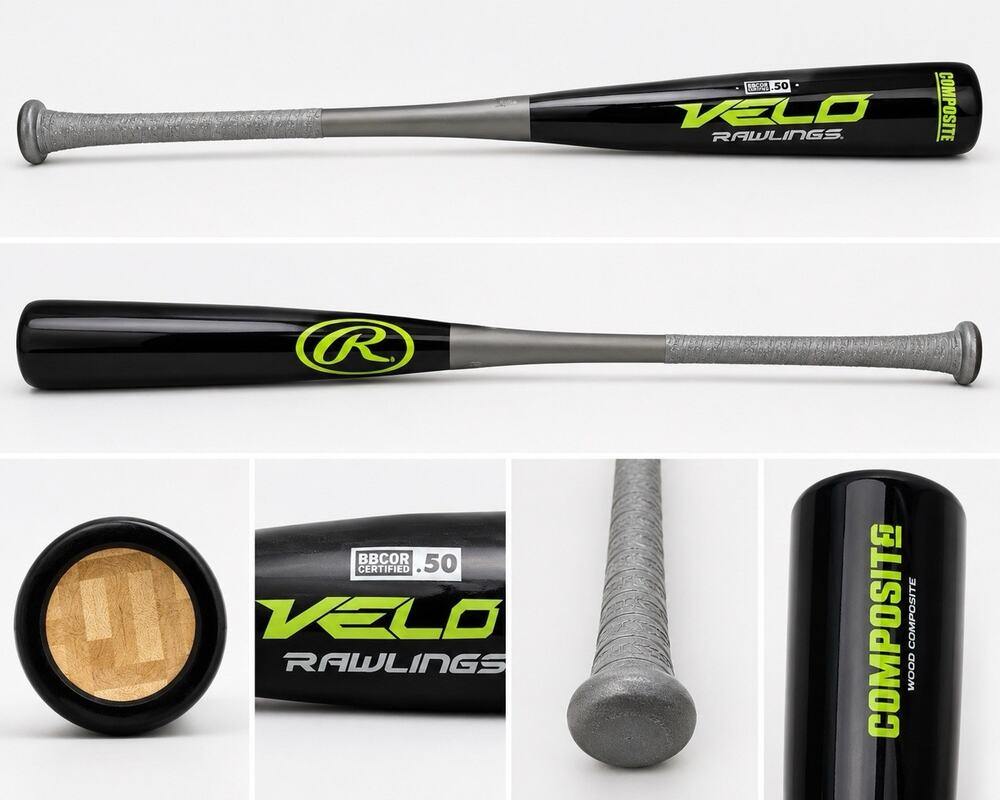 Rawlings Velo BBCOR .50 Wood Composite Baseball Bat Black Green